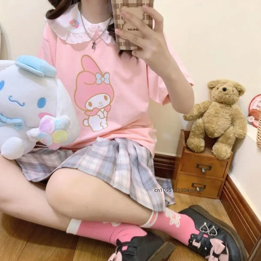 سانريو بلدي ميلودي تي شيرت فتاة 2025 جديد الصيف شيك دمية طوق القمم النسخة الكورية الحلو قميص Y2K لينة شقيقة القمم للنساء #5