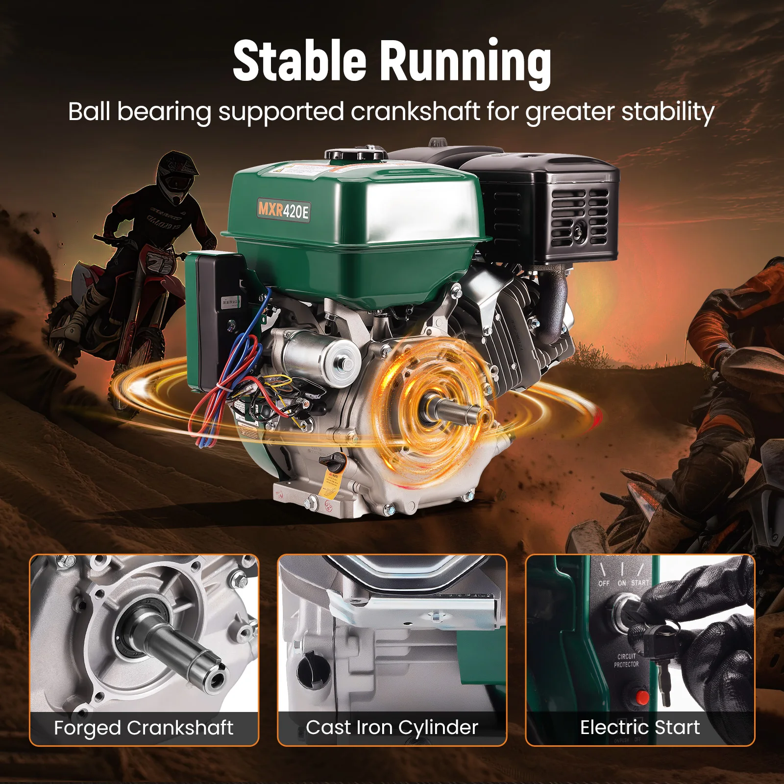 420cc OHV 4ストローク電動スタートエンジンモーター - Log Splitter Electric のレビューと価格