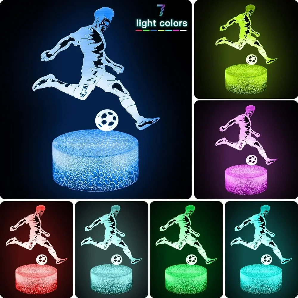 Nighdn 3D Night Lights Football LED Illusion Lamp 7 Colors Change Nightlight Bedroom Decor Birthday Christmas Gifts for Kids