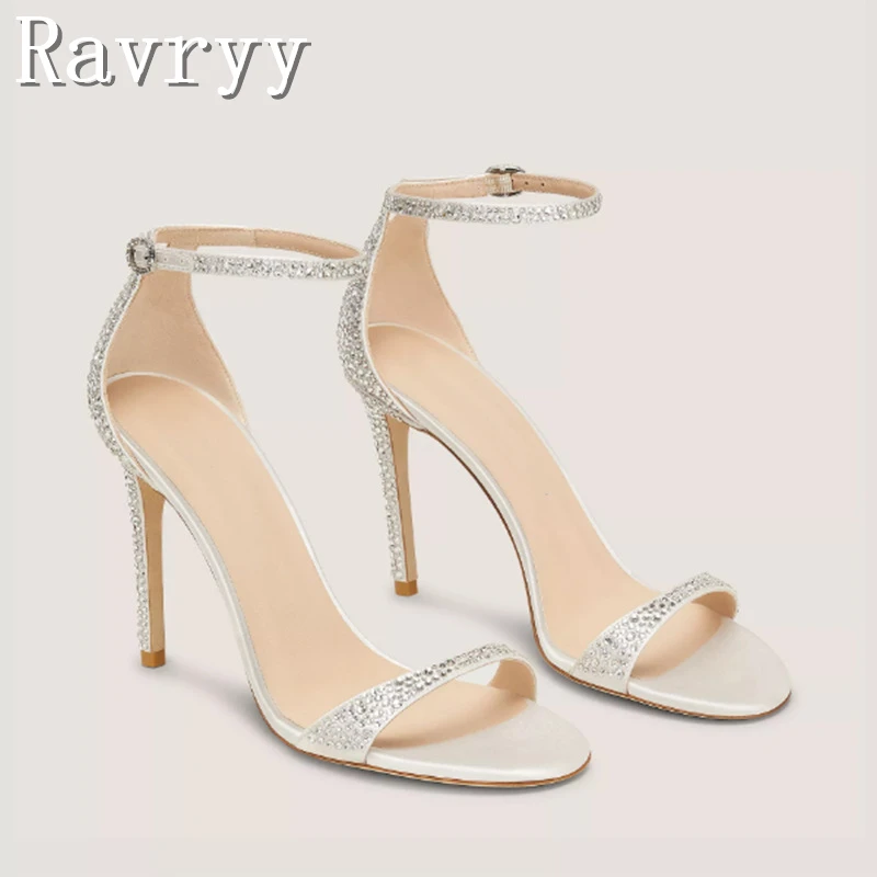 صيف جديد أزياء كريستال النساء الصنادل جولة المفتوحة تو الكاحل حزام عالية الكعب أنيقة السيدات حزب خنجر الأحذية