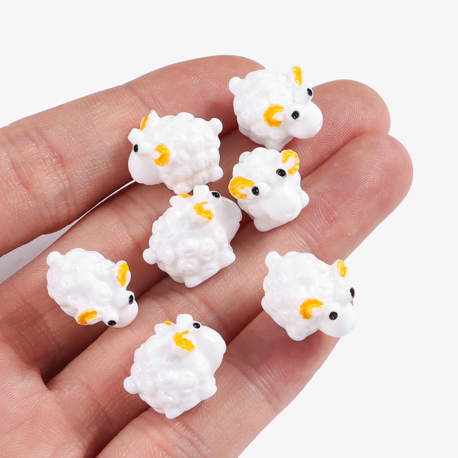 10Pcs Mini Bee Sheep Rabbit Resin Flatback Cabochon Miniature Ornaments DIY Scrapbooking Crafts Accessories Doll House Decor