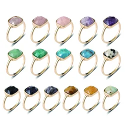 Wrapped Stone Beads Rings Healing Crystal Quartz Lava Amethysts Circle Finger Ring Party Wedding Jewelry For Women Gift