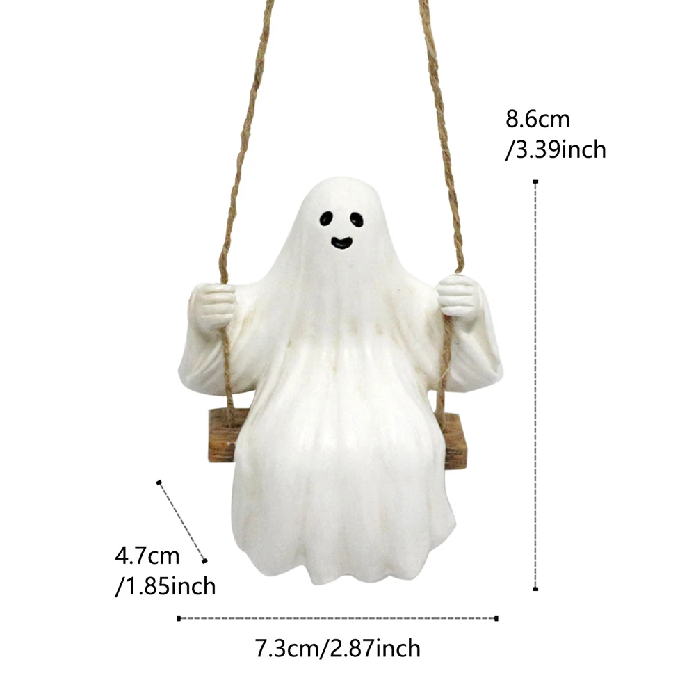 Halloween Ghost Swing Handwerk Hars Schattige Ghost Swing Decor Creatieve Hangende Ghost Ornament Auto Interieur Accessoires