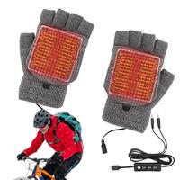 USB Heated Gloves Knitting Warmer Full & Half Fingerless Hands Hand Washable Plug-In 3 Temperature Settings Touchscreen Laptop