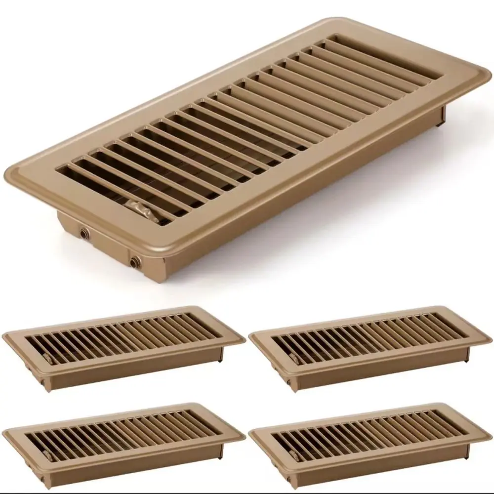 Floor Register 4x10 Inch HVAC Vent Cover Steel Grille Air Diffuser Household Brown Home Ventilation System Accessories