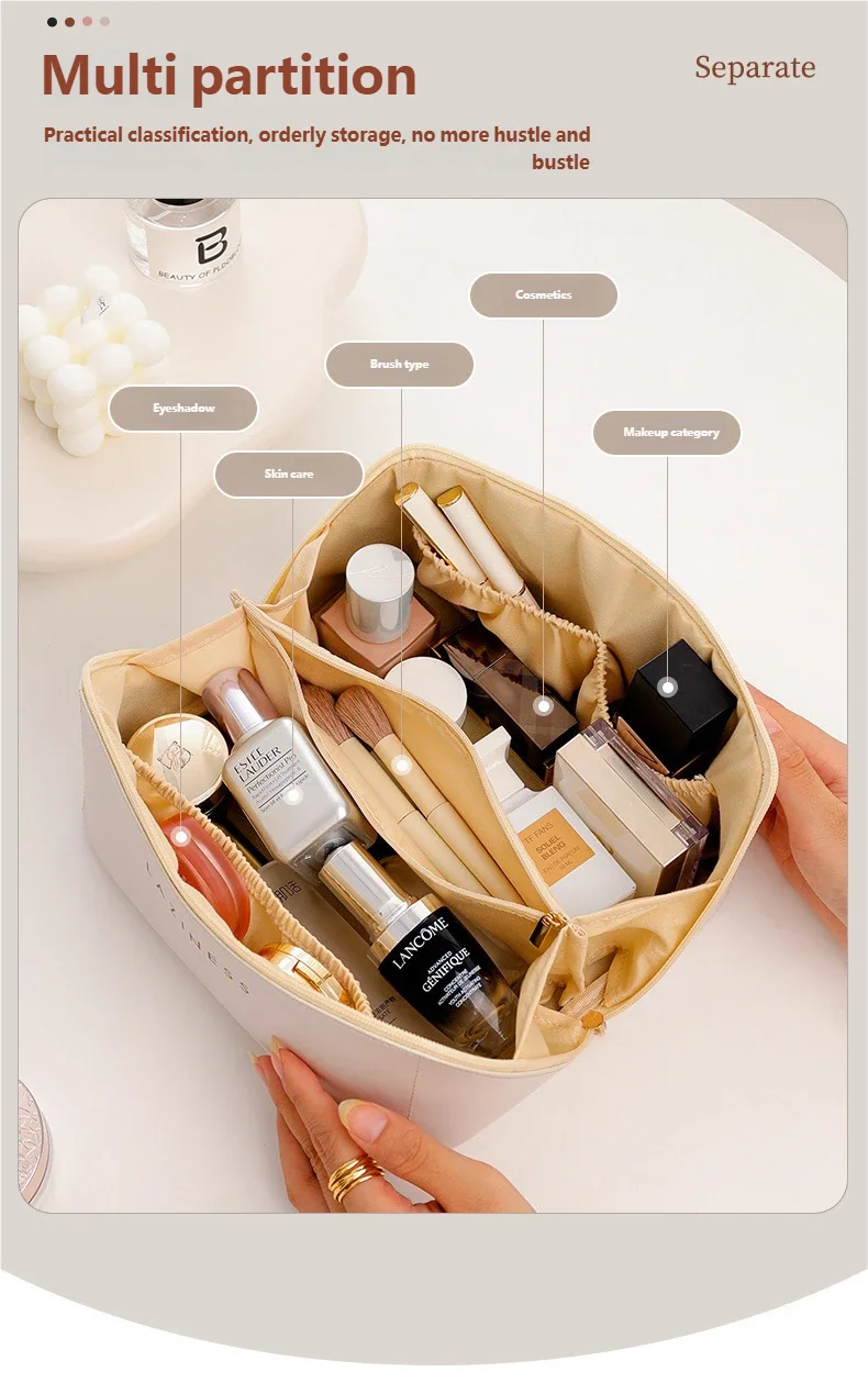 Doppels ch ichten schwarze Mesh Kosmetik tasche Reise tragbare große Kapazität Make-up Fall Organizer Aufbewahrung beutel Reiß verschluss Kultur beutel – Detail 28