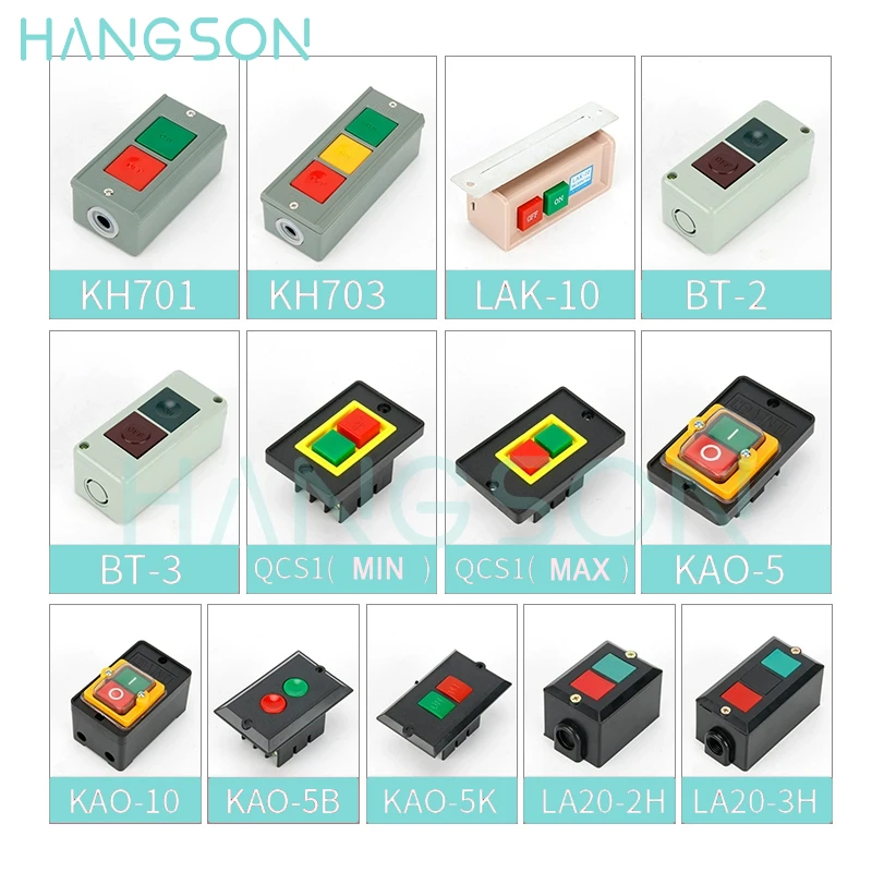 LC3-5 10A KAO-5 Start Stop Push Button Switch LA20 QCS1 ON/OFF 10A/380V Three Phase Table Drill Grinder Cutting Machine Switch