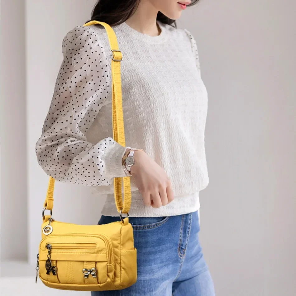 Soft Leather Multi-pocket Shoulder Messenger Bags Women Purses and Handbags Designer Casual Ladies Crossbody Sac A Main Bolsos