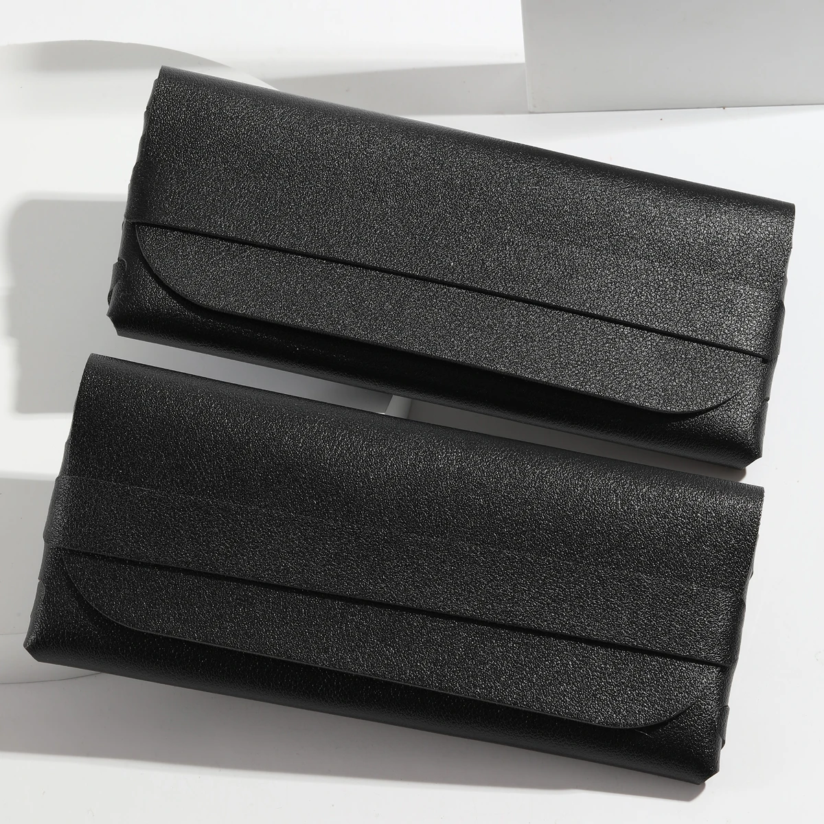 2PC black sunglasses box with large PU eyeglass bag suitable for daily use