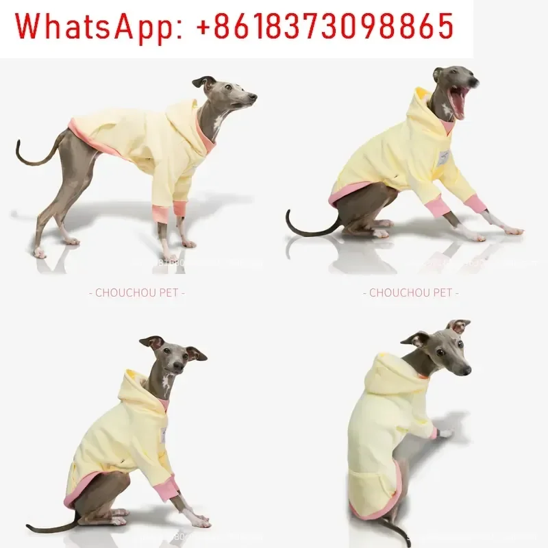 Winter Hooded Fleece Sweater for Italian Greyhound and Whippet Dogs Warm Dog Clothing with Bell