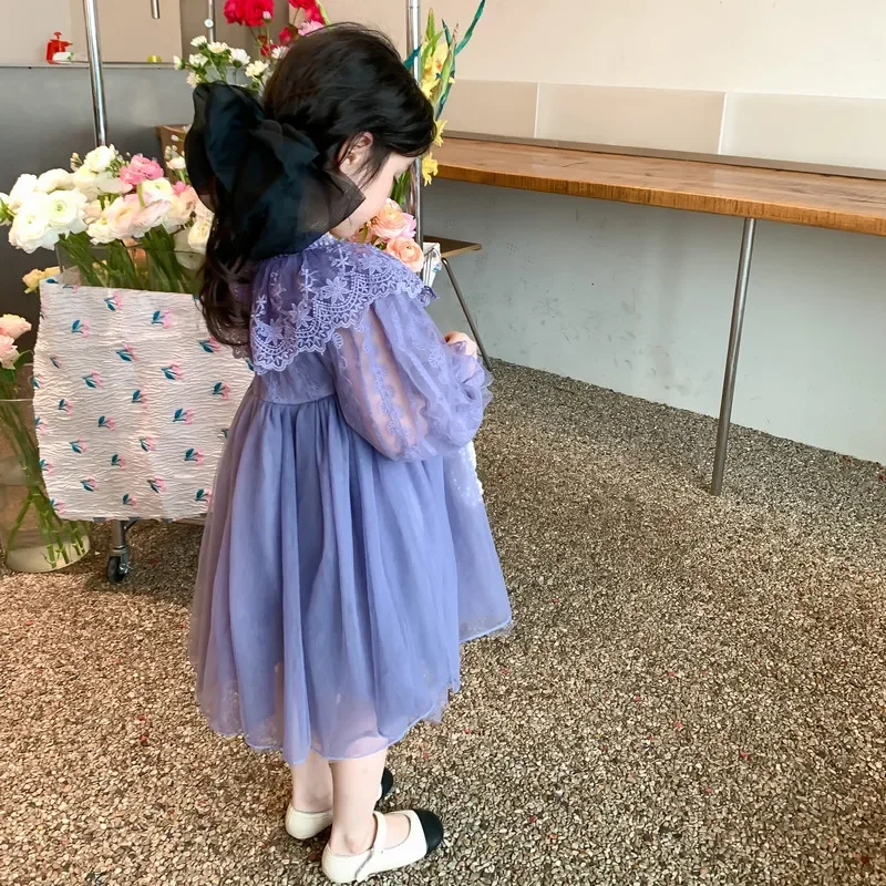 Autumn Winter Girls Dress Birthday Party Baby Long Sleeve Dresses Lace Princess Dress Children Clothes 2-8 Years Kids Clothing