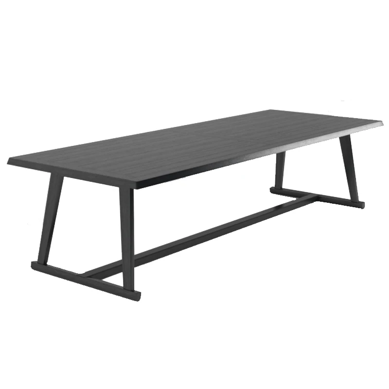 

Nordic wabi-sabi wind solid wood dining table modern simple black work living room creative long table