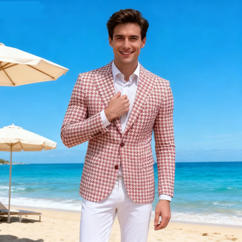 

Мужской шерстяной пиджак с узором «гусиные лапки», приталенный повседневный деловой пиджак с остроконечными лацканами на весну и зиму