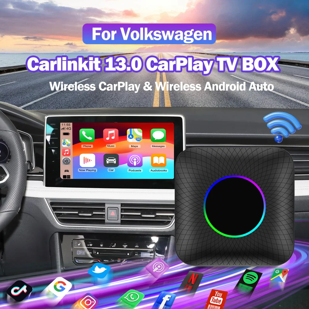 SM6225 Carlinkit Wireless CarPlay Android 13.0 ТВ-приставка Car Play Ai Box Беспроводной Android-адаптер 8 + 128 ГБ 4GLTE для Volkswagen