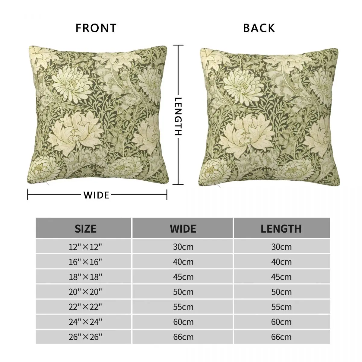 Chrysanthemum William Morris Square Pillowcase Polyester Linen Velvet Creative Zip Decorative Home Cushion Cover