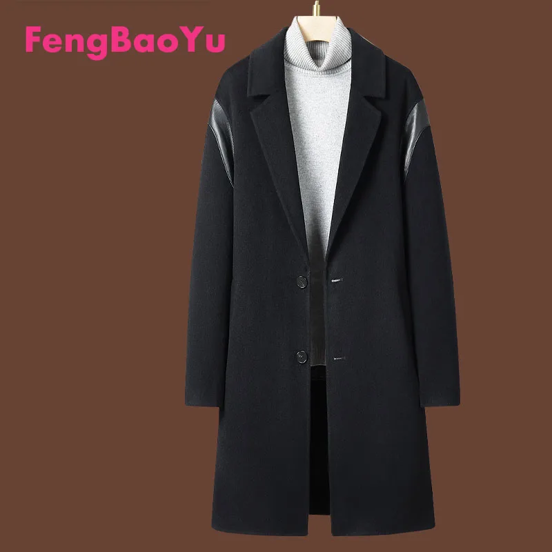 Fengbaoyu Autumn Winter Men's Double Face Cashmere Coat Suit Collar Sheep Skin Mulberry Silk Inner Coat Temperament Men's Wear