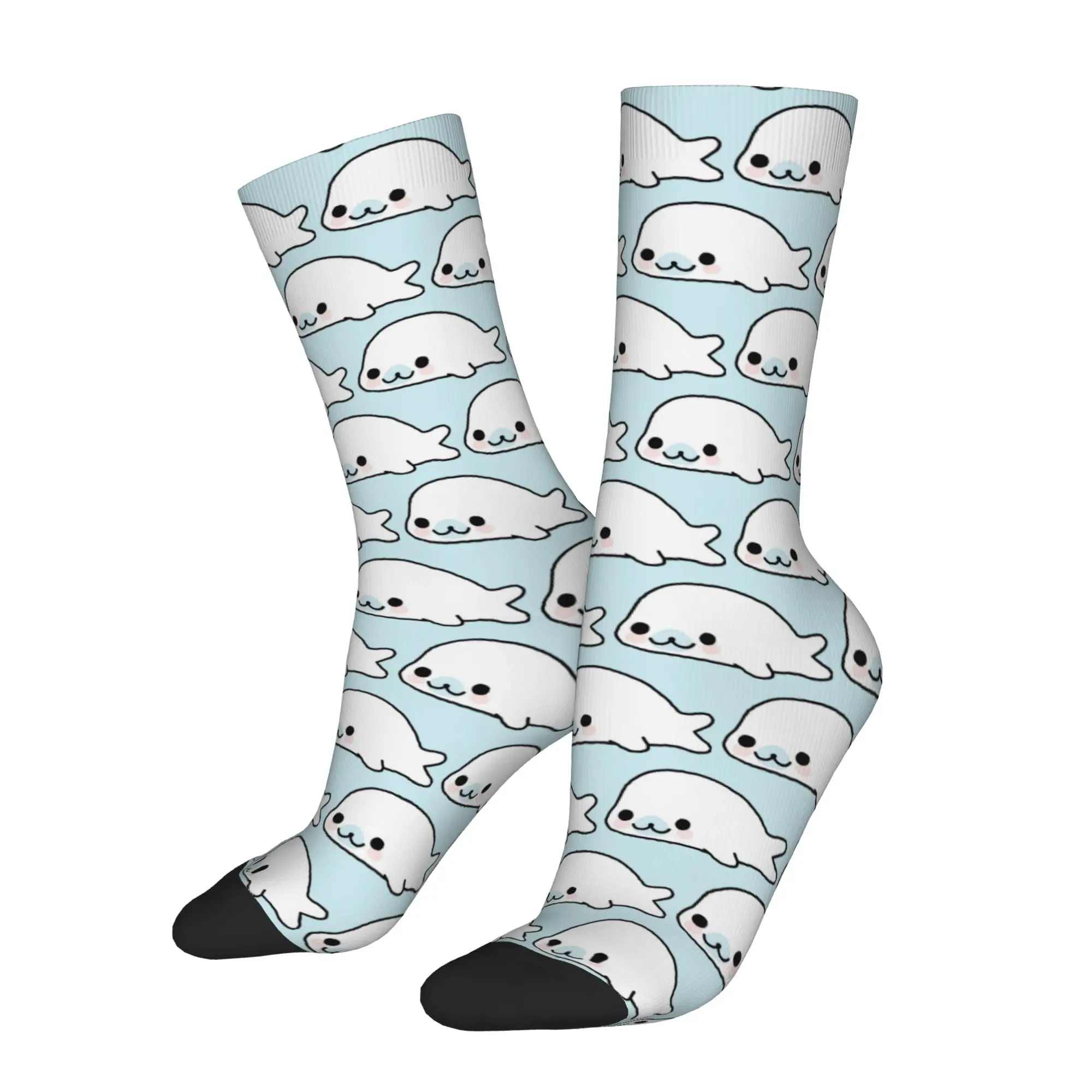 Mamegomas Seals Sea Doggo Socks Men's Women's Funny Happy  Socks Harajuku Spring Summer Autumn Winter Middle Tube Socks Gift