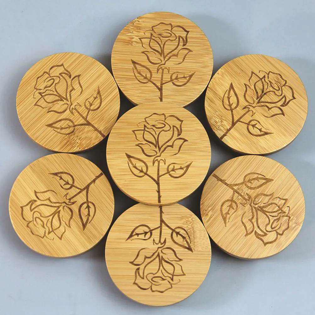 

6pcs Bamboo Glass Cup Lids Reusable Eco-friendly Bottle Covers Leak-proof Yogurt Jar Caps Safe Storage Solutions Home