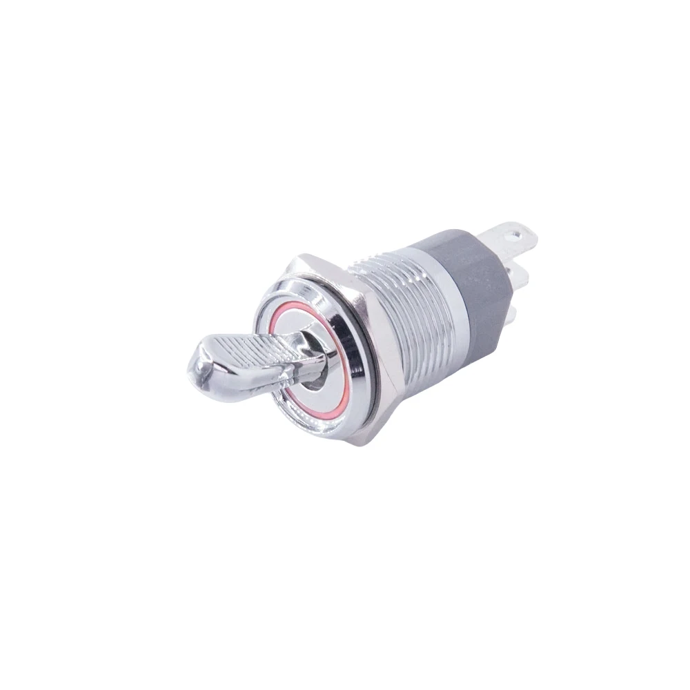 16mm metal Toggle switch on off 10A self locking latching power LED light Waterproof Flat circular 3v 6v 12v 24v 110v 220v ip65