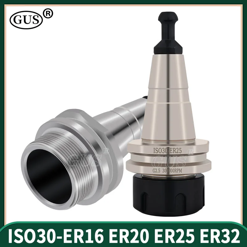 ISO30 Woodworking Tool Holder ER16 ER20 ER25 ER32 Collet Chuck Balancing G2.5 30000rpm With Pull Pin CNC Spindle Lathe Milling