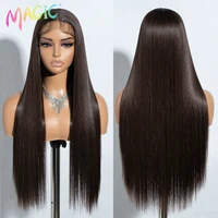 Peluca mágica para Cosplay, peluca de encaje sintético, pelucas largas y rectas de 30 pulgadas, pelucas suaves de arcoíris coloridas, Rubio degradado y jengibre para mujer