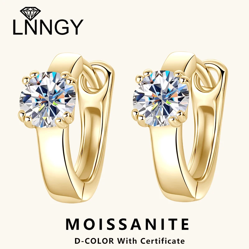 

Lnngy Solitaire 5MM 0.5CT Moissanite Hoop Earrings For Women Oorbellen Zilver 925 Sterling Silver U-shaped Earring Jewelry Gift