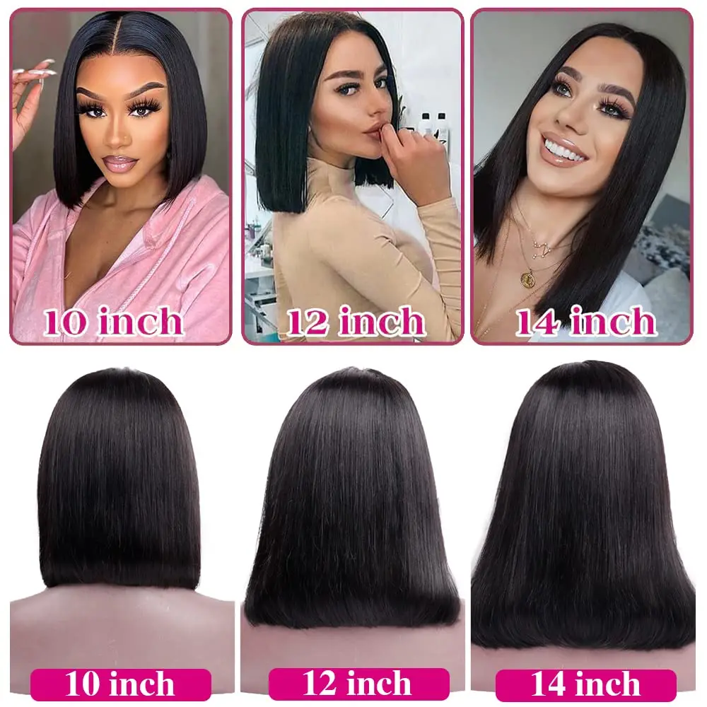 Short Bone Straight Bob Wig Human Hair 250 Density 13x6 Hd Lace Frontal Human Hair Wig 13x4 HD Lace Frontal Short Straight Lace Front Bob Wigs For Black Women Human Hair Pre Plucked image 5