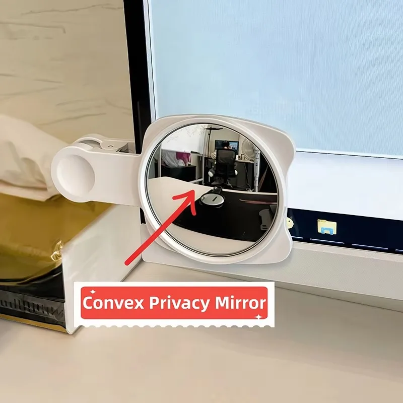 Clip-On Convex Privacy Mirror Wide-Angle Rearview for Phone Selfies Anti-Spy Office Monitor Smartphone Camera Mirror Accessory