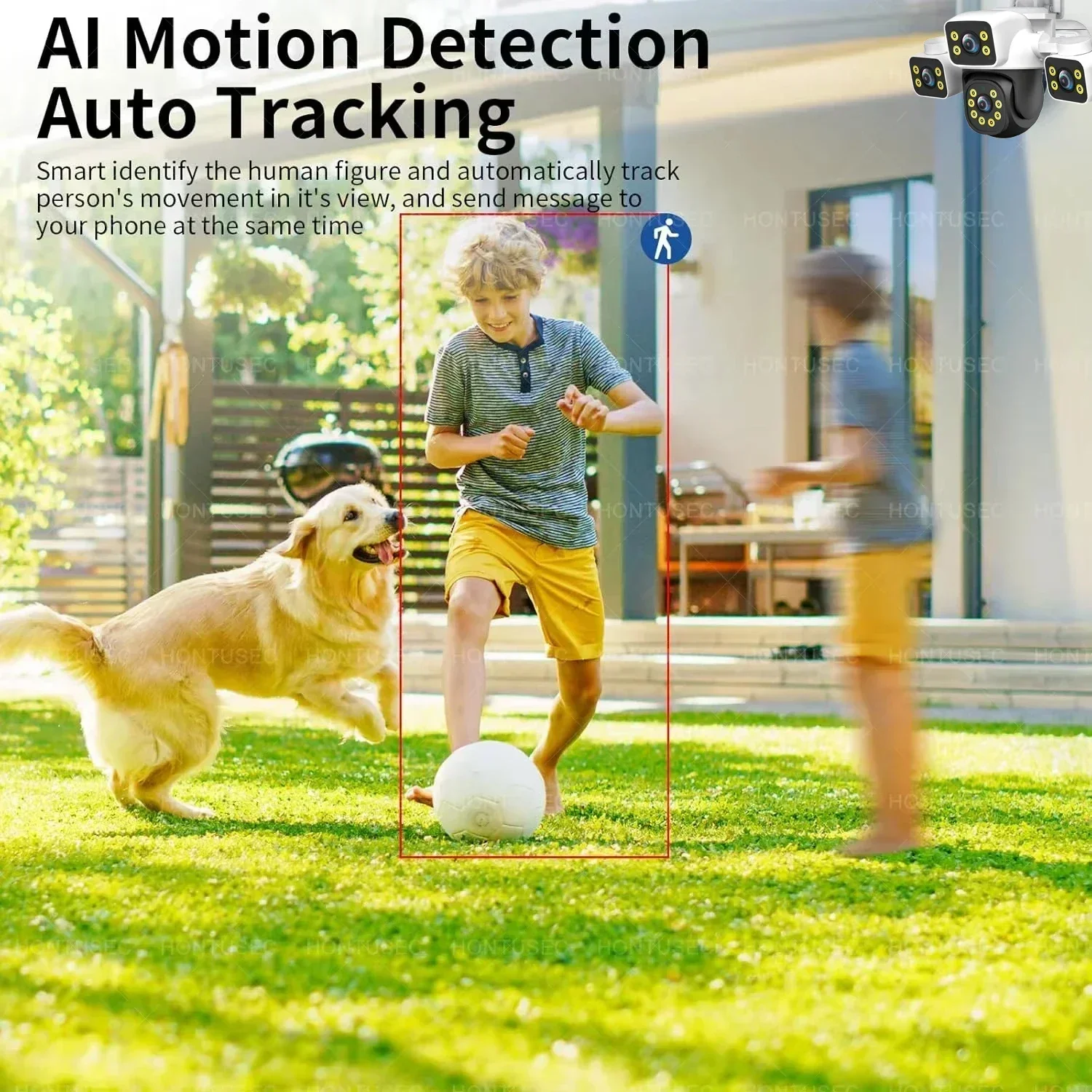 390EYES 12MP 4MP Wifi PTZ Outdoor Triple Lens Three Screens AI Human Detection Color Night Vision Two Way Audio Security Camera