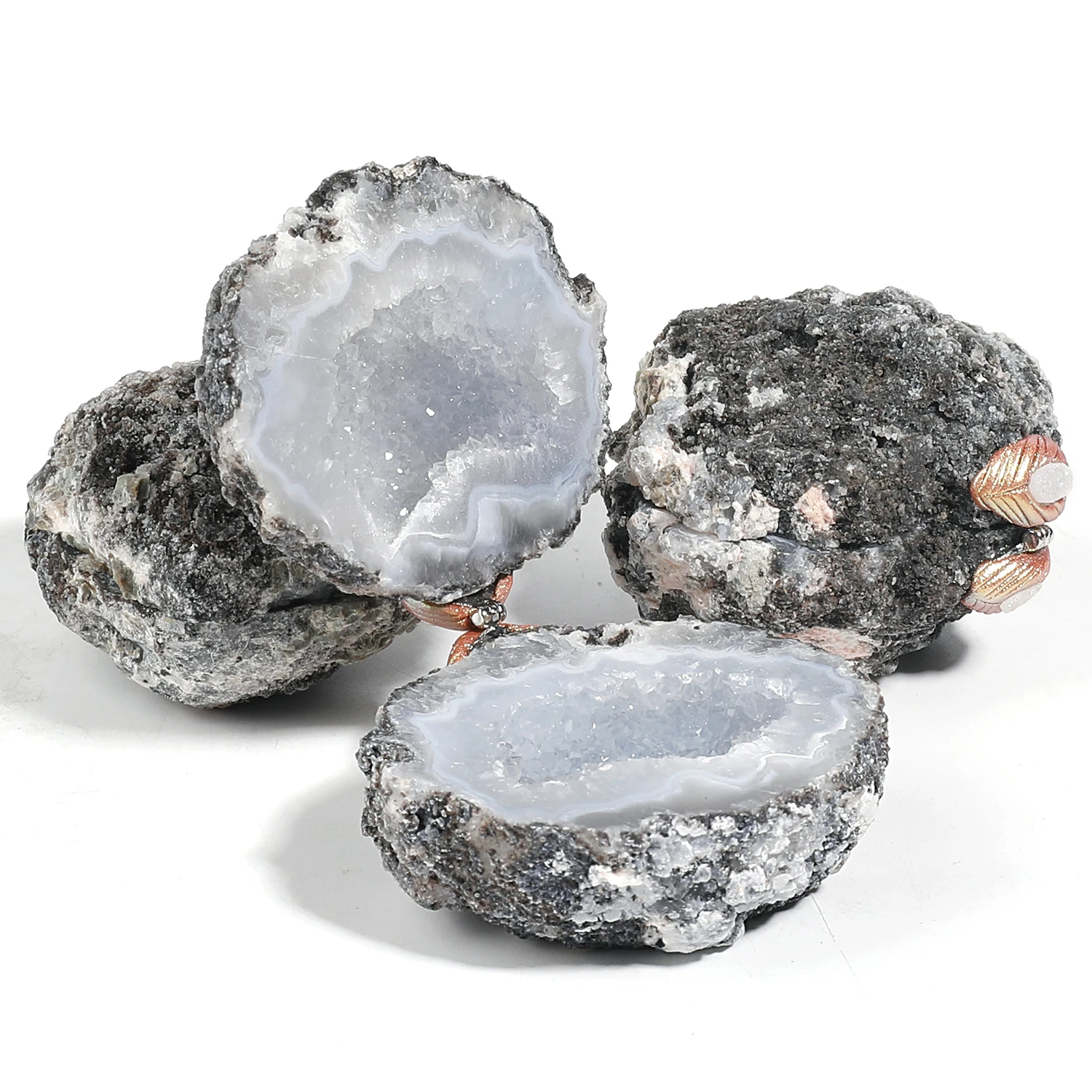 1PC Natural Geode Ring Box Quartz Stones Jewelry Box Wedding Marry Crystals Lucky Agate for Marriage Container