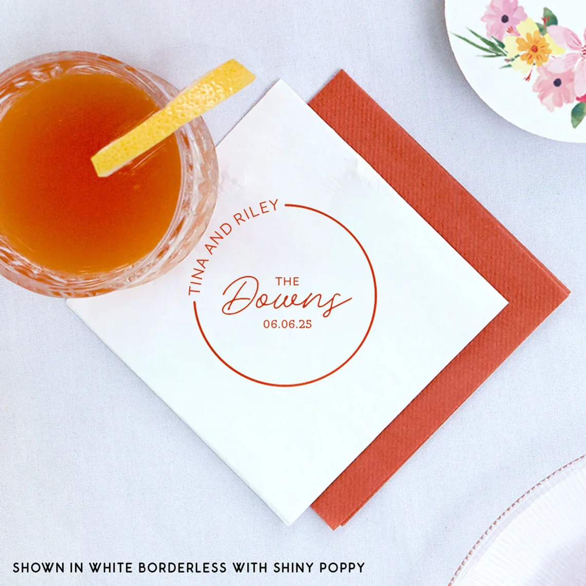 50pcs Circle Names Cocktail Napkins - Wedding Napkins, Personalized Cocktail Napkins, Wedding Decor, Bridal Shower,