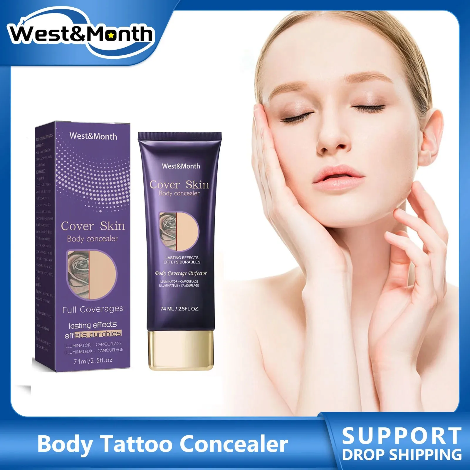 خافي عيوب مقاوم للماء بتغطية كاملة ، دوائر سوداء للوشم ، عيوب إخفاء ، ندبات حب الشباب ، صبغة صحيحة ، أساس أساس ماكياج يدوم طويلاً