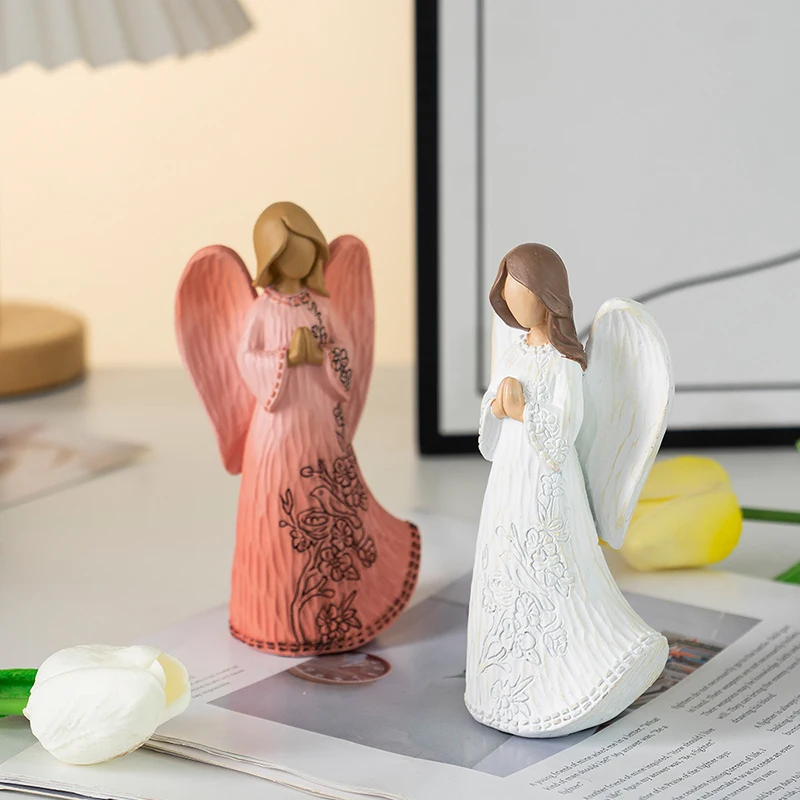 European Style Angel Resin Ornament Blessing Figurine Home Decor Resin Crafts for Indoor Decoration