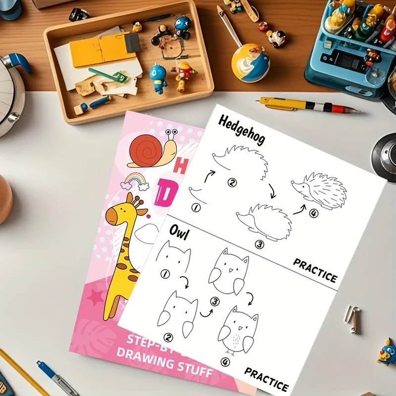 Fun Drawing Book Drawing Book Step-by-Step Guide with Animal Illustrations Cute Cartoon Characters Colorful Patterns Book
