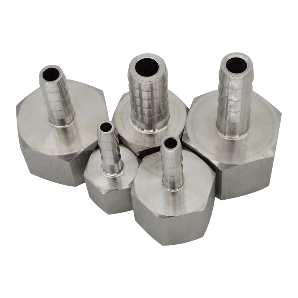 YQBS BSP Female Straight  Hose Barb Joint Pipe Connection 304 Stainless Steel Connector Tail Fittings