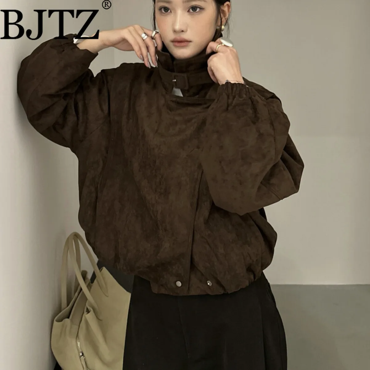 

BJTZ 2025 Autumn Suede Fleece Quilted Short Jacket - Thick Solid Color Women’s Coat Elegant Minimalist Premium Casual Outerwear