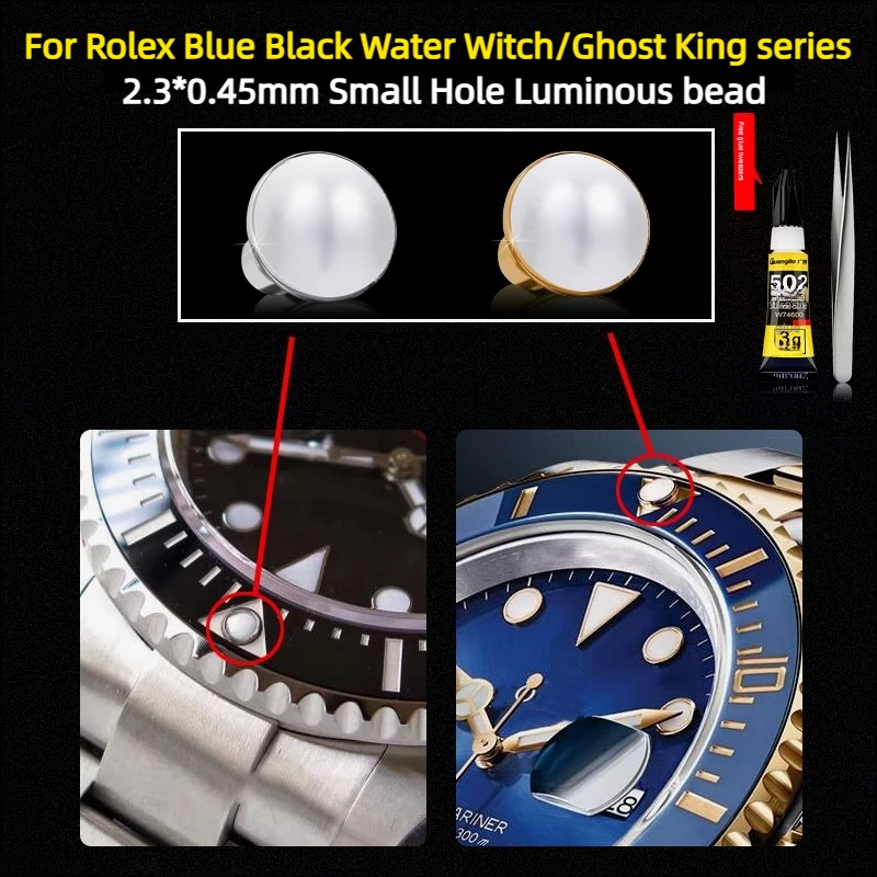 Small Hole For Rolex Submariner Luminous Bead Green Black Water Ghost Night Pearl Fluorescent Sapphire Bezel Insert Free tool