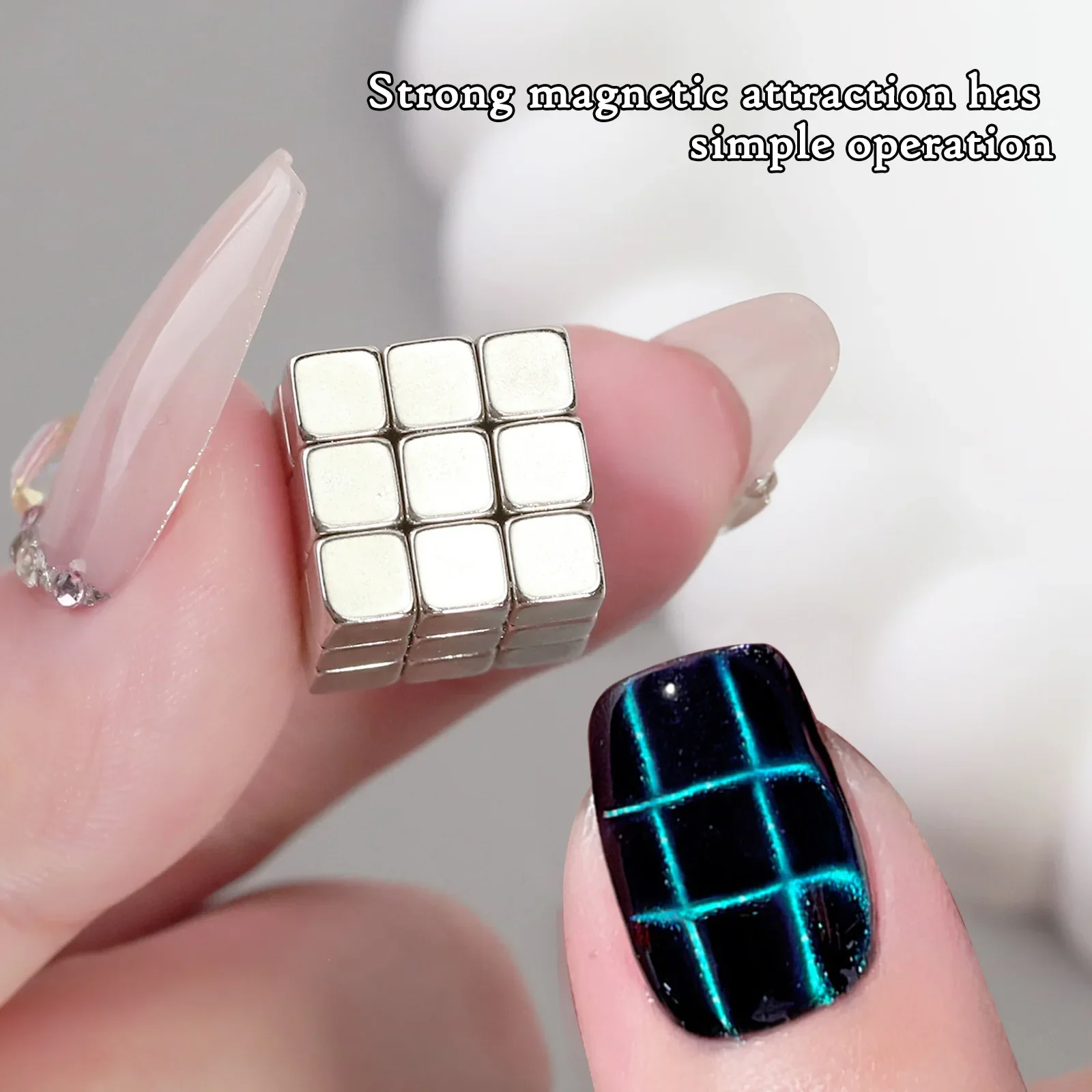 

27pcs Mini Square Magnets Strong Multifunctional Magnets Water Ripple Cat's Eye Nail Art Magnets Magic Cube Magnetic For Design