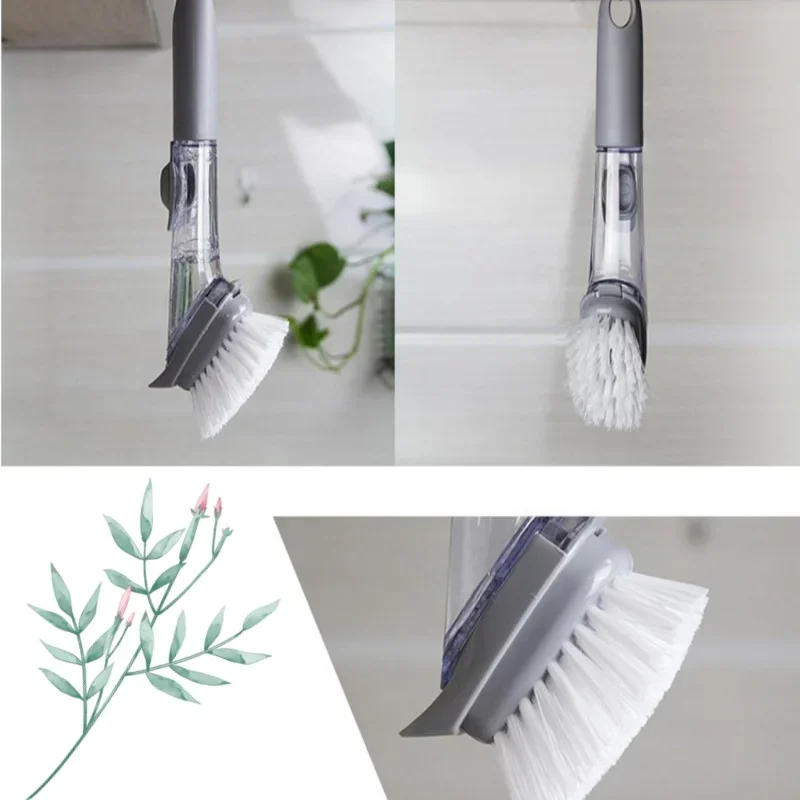 Kitchen Cleaning Tools Long Handle Dish Brush Liquid Soap Dispenser Cleaner Dish Scrubber Brush Dishwashing Sponge Pot Wash Wipe