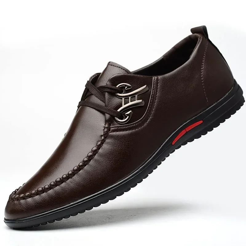 Chaussures en cuir microcarence pour hommes, coordonnantes, laçage noir, chaussures en cuir mat, décontracté, mode printemps, nouveau, 2024, 38-45