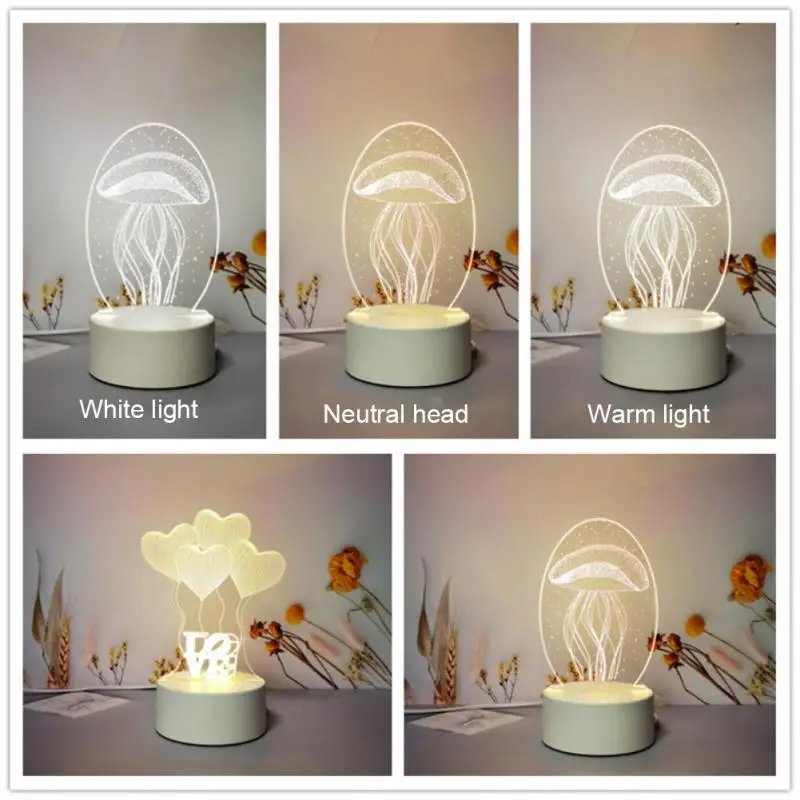 Veilleuses LED USB en acrylique, lampe enseigne au néon 3D, Noël, décorations de Noël pour la maison, chambre à coucher, décor d'anniversaire, cadeaux de mariage