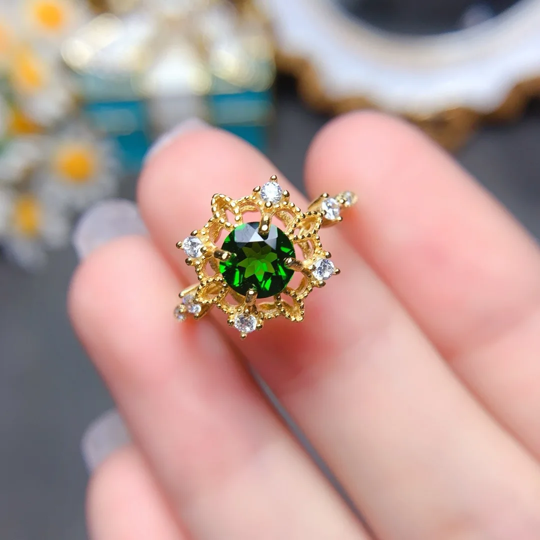 

Gorgeous Exquisite Diopside S925 Silver Ring for Women Premium Jewelry Gift Fashion-Forward Luxury Gift Giving