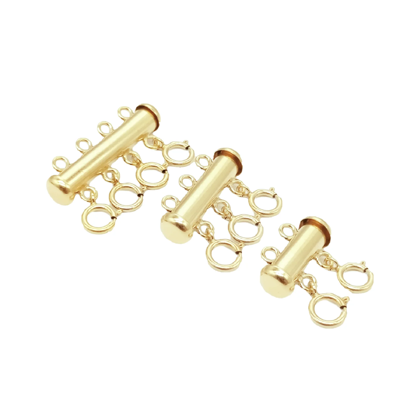 1 Piece Layered Detangler Tube Clasp in Sterling Silver with Gold Plated 2 3 4 5 6 7 8 Strands