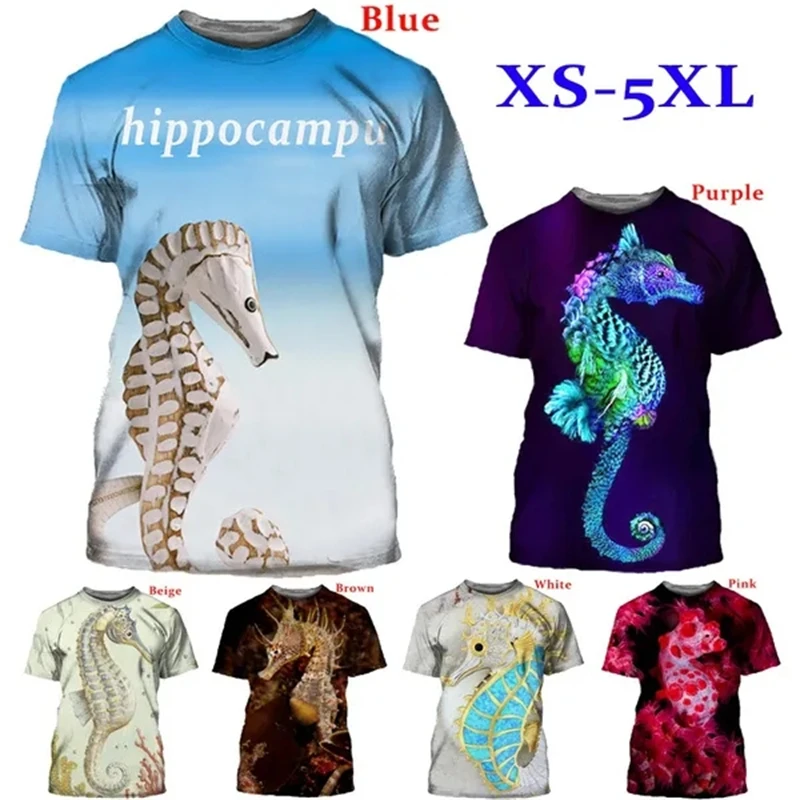 

Fashion Casual Funny T Shirt 3d Design Printed Hippocampus Sea Horse T Shirt Short Sleeve Popular Mens Clothes 2024 New Tees Top