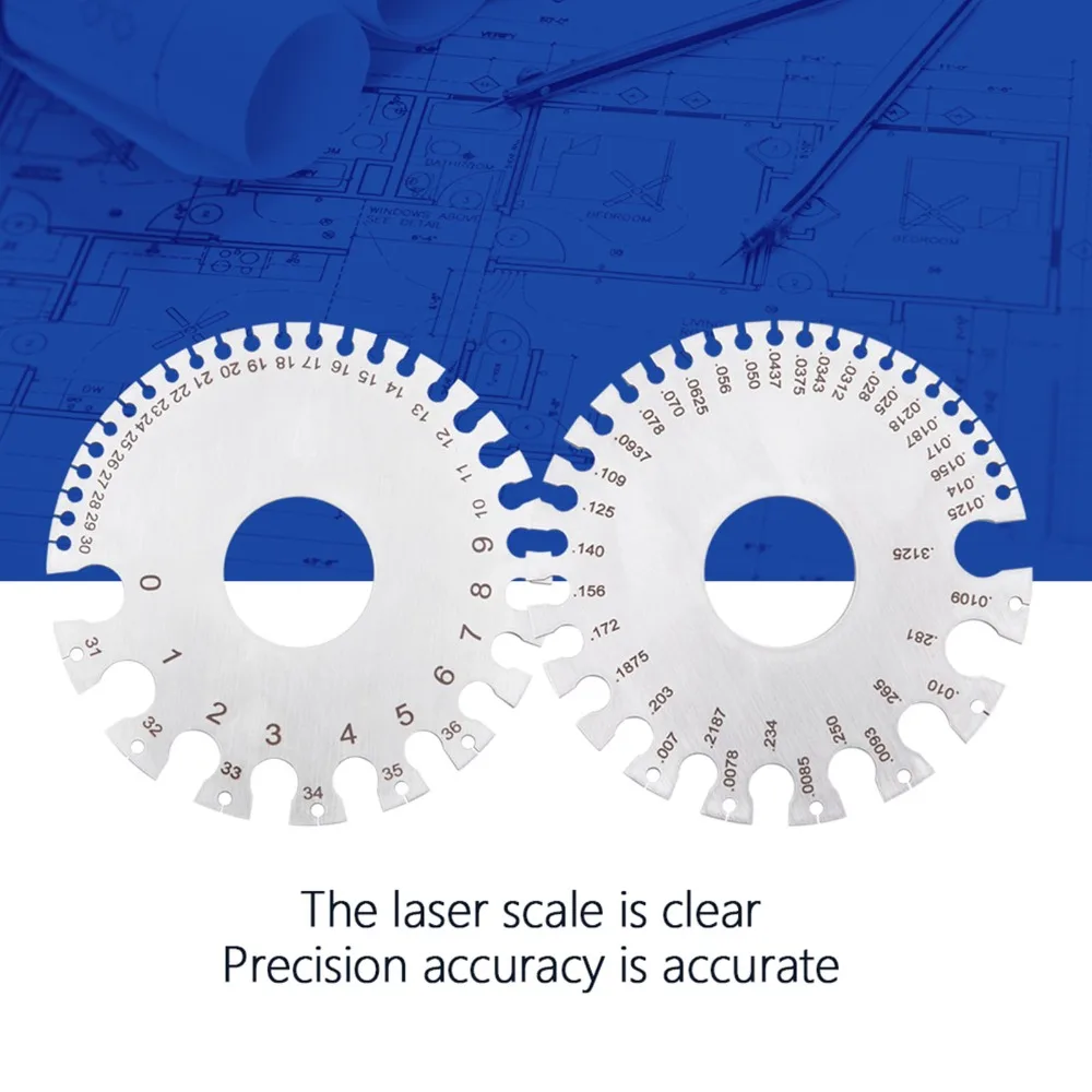 Stainless Steel Round Wire Gauge Metric and Imperial Scales Non-Ferrous Metal Gauge Thickness Gauge 0-36 Gauge Range