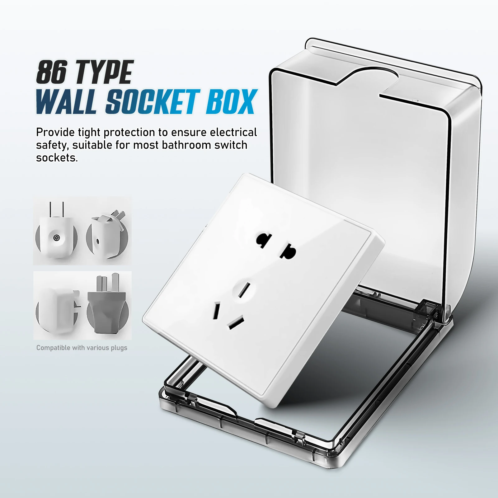 2 pcs Waterproof Outlet Covers Adhesive Wall Socket Protectors Bathroom Outdoor Plug Covers Self-Sticking Weatherproof