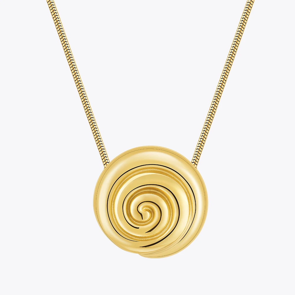 

ENFASHION Collares Para Mujer Uzu Pendant Necklace For Women's Round Swirl Stainless steel 18K Plated Gold Fashion Jewelry P3462