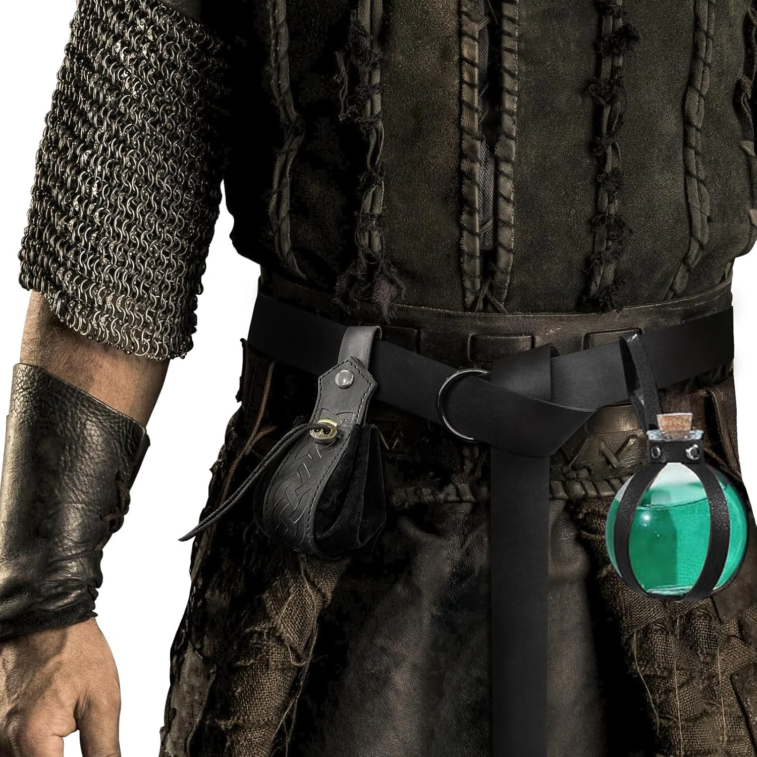 2pcs/3pcs Medieval Viking Leather Belt Unisex Vintage Leather Belt/Purse/Magic Potion Bottle Role-Playing and Renaissance Even