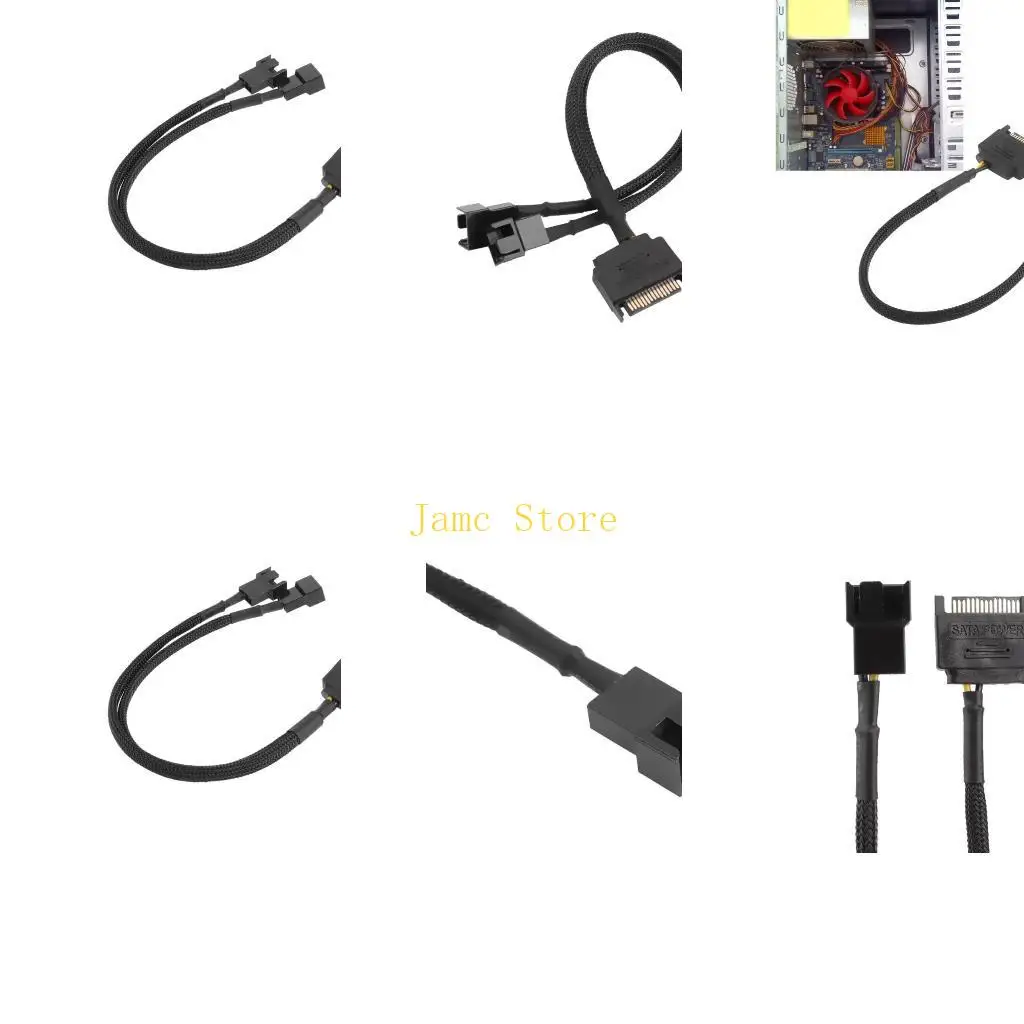 LX0B to 3 Pin/4 Pin PWM Sleeved Fan Power Adapter Cable Computer Cooler Cooling Fan Power Cable Replacement Connector