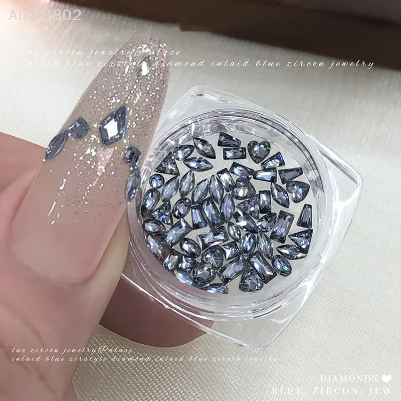 50pcs Shiny Zircon Rhinestones Nail Charms Mini Multiple Shapes Nails Gemstones Flatback Nail Art Craft Diamonds Decoration